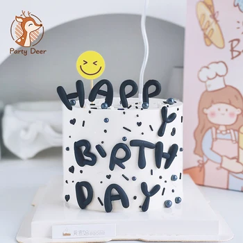 1 Nastavite Barvo Pismo Happy Birthday Cake Pokrivalo Black Malo Star DIY Stranka Darilo Cupcake Pokrivalo Za Baby Tuš Sladica Dekoracijo
