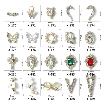 10 Kos/vrečko Visoke Kakovosti Ljubezen Zlitine Nakit, Tri-dimenzionalni Gold in Silver Pearl Barve Diamant DIY Nail Art Pripomočki