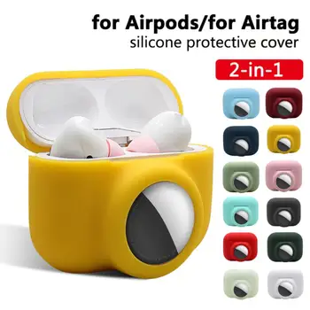 2 v 1 za Varstvo Primeru Za AirTags Silikonska Zaščitna torbica Sleeve Slušalke Pribor Anti-izgubil Zaščitni Pokrov Za AirPods