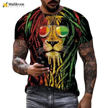 2023 Nove Smešno Živali Lev 3D T-shirt Moški Ženske Bob Marley Natisnjeni Harajuku Ulične Kul Vrhovi Moda Priložnostne Kratek Rokav