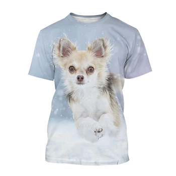 2023 Pes Chihuahua 3D T-shirt Osebnosti, Moda Srčkan Živali Pes Tisk T-shirt Unisex Krog Vratu Priložnostne Harajuku