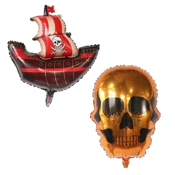 2pcs Piratske Ladje Baloni Zlata Lobanje Okostje Folijo Ballon Halloween Dekor Globos Rojstni Dekoracijo Otroci Igrače Baby Tuš