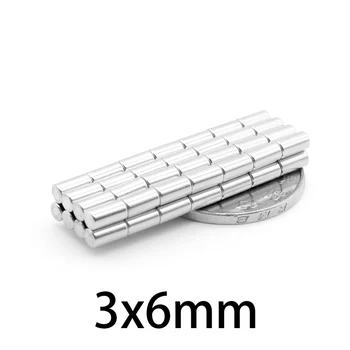 50-500Pcs 3x6mm NdFeB Pločevinasta Magnet Valj Dia 3mmx6mm Natančnost Neodymium Senzor Magnet N35 3*6 mm Magnetics z Visoko Kakovostjo