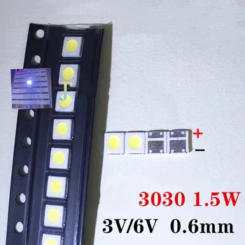 500pcs por lote Grânulos de LED par aplicação Everlight TV Ozadja, SMD, 3V, branco frio, 1.5 W, 3030,