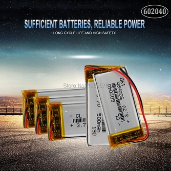 602040 3,7 V 500mAH polimer litij-ionska / Litij-ionska baterija za Polnjenje Za GPS Snemalnik Backup Power PC Pametno Gledati