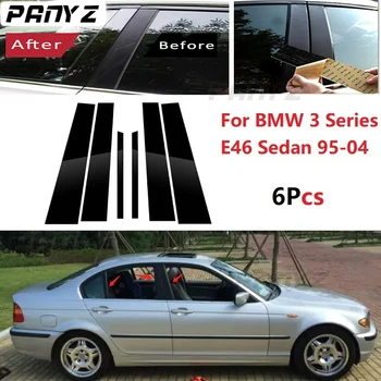 6PCS Gloss Black Okno Trim Kritje BC Stolpec Nalepka je Primerna Za BMW Serije 3 E46 Limuzina 1995-2004 Polirani Steber Objav