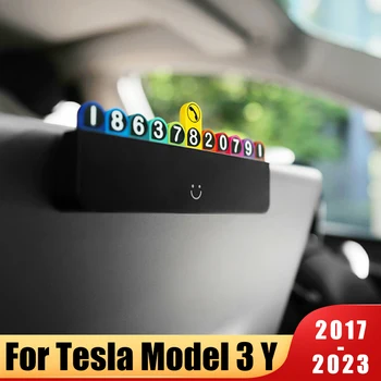 ABS Avto Začasno Parkirišče Kartico Univerzalno Telefonsko Številko Imetnika Nalepke Za Tesla Model 3 Model Y 2017- 2021 2022 2023 Pribor