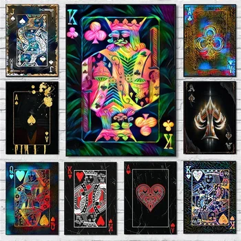 Ace Za Lopato Card Poker Plakati Jack Kraljica in Kralj Igralne Karte Platno Slikarstvo HD Tiskanja Wall Art Slike Za Sobi Doma Dekor