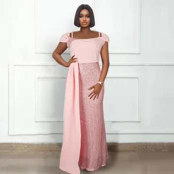 Afriški Stil Obleke za Ženske Dolge Elegantne Večerne Luksuzni Sequins Stranka Obleko Maxi Ankara Družico Seksi Ženskih Poročnih Oblek