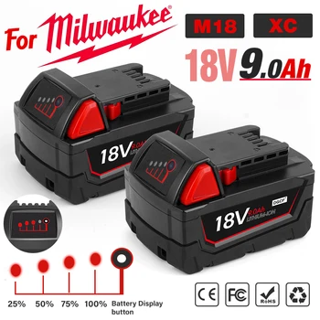 Baterija za Milwaukee 18V 9000mAh Združljiv z M-18 1850 1852 1840 1828 1820 M18 XC ITD