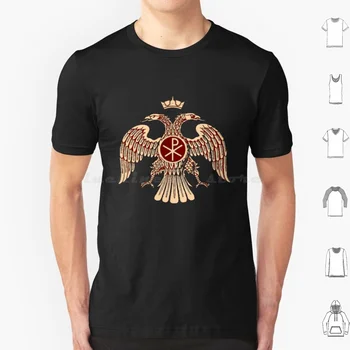 Bizantinski Orel, Simbol Zastave navadne T-Shirt Majica Bombaž Moški Ženske DIY Tiskanja Bizantinski Bizancu Rimski Orel z Naslovom 2