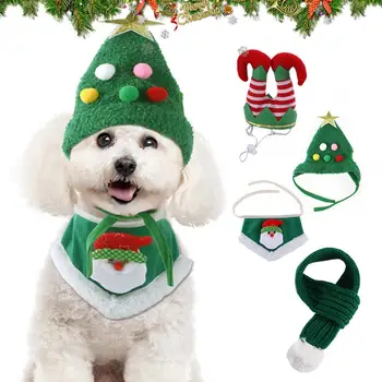 Božič Pet Pokrivala Svetle Barve Mačka Obleko Pes, Mačka Klovn Klobuk Pet Santa Hlače Z Oprsnikom Šal Obleko