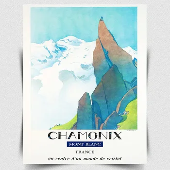 CHAMONIX MONT BLANC KOVINSKI ZNAK PLAKETO Vintage Retro Potovanja Počitnice Francija plakat