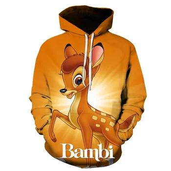 Disney Bambi 3D Hoodie zgornji del Trenirke Moški Ženske Modni Priložnostne Kul Puloverju Fantje Dekleta Harajuku Ulične Hoodies