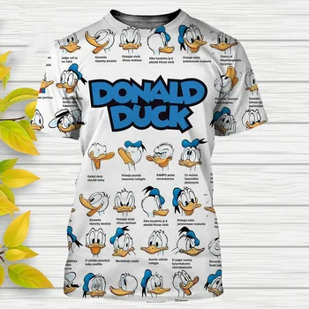 Disney Donald Duck T-Majice Anime Risanke 3D Kratkimi Rokavi Moški Ženske Priložnostne Moda Prevelik Majica s kratkimi rokavi Otroci Tees Vrhovi Oblačila