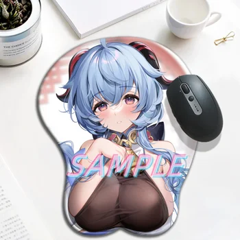 Ganyu Genshin Vpliv 3D Oppai Mouse Pad Seksi Big Gamer Anime Srčkan Zapestje Ostali Silikonski Gel Mat Joške Mousepad