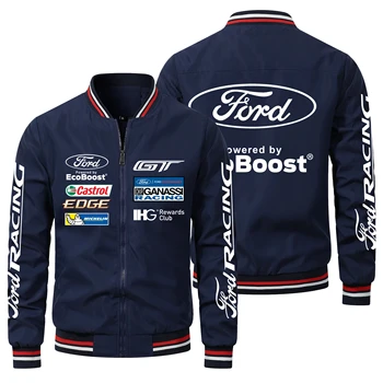 High end atmosferski jesen in zimo, vroče prodaje, za moške tanke stoji ovratnik športna jakna Ford Logotip Tiskanja moške velika moda