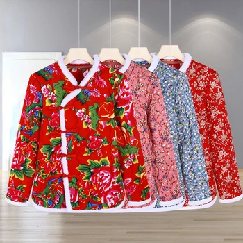 Internet slaven retro bombažno jakno za Kitajsko Novo Leto oblačila, deklica je bombaž jakna, nova cvetlični Kitajsko Novo Leto lep pozdrav