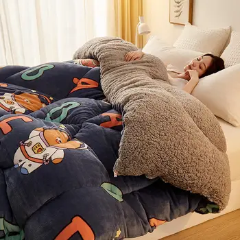 Jagnje flis odeja zimske zgosti topla odeja jedro študentskih spalnico jeseni in pozimi plus runo posteljnina