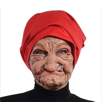 Kajenje Stara Babica Maske, Pustne Maske Iz Lateksa Maske Realne Kostum Halloween Cosplay Rekviziti Smešno Darilo Prepreden Material