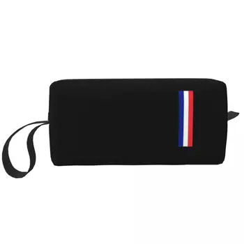Kawaii Zastavo Potovanja Toaletnih Vrečko Ženske Francija Patriotske Ličila Kozmetični Vrečko Lepoto Shranjevanje Dopp Kit