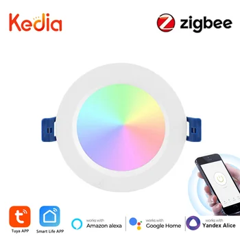 Kedia ZigBee 10W 12W Vgradne Stropne Led Spot 3.5/4 Inch Tuya Led Luči AC100-245V RGB Kuhinji Krog Strop Downlight Alexa