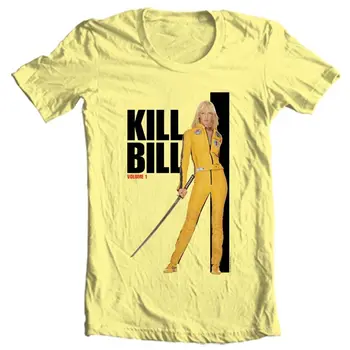 Kill Bill T-shirt za moške classic fit bombaža rumena graphic tee MIRA106