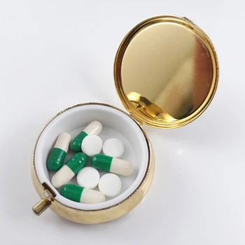 Kovinski Krog Tabletke škatle Medicine Organizator Posodo Medicine Primeru Tabletke bonboniera Tabletke polja in separatorji