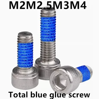 M2M2.5M3M4stainless jekla 304 hex vtičnico pan head skupaj modro lepilo vijak anti-svoboden shockproof pokal glavo screw1162
