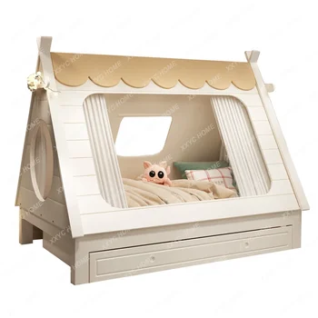 Masivnega Lesa otroška posteljica Dekle Majhna Postelja Moderna Fant Lesena Hiša Posteljo Šotor, pohištvo za spalnice slaapkamer meubels