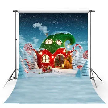 Mehofond Božični Medenjaki Hiša Ozadje za Fotografiranje Pozimi, Santa ' s Sneg Borovih Ozadju Foto Studio Photocall