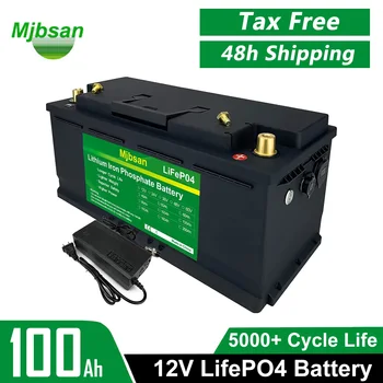 Mjbsan 12V 100Ah LiFePO4 Baterije, Vgrajene v BMS 14.6 V 7A Polnilnik Litij-Železo Fosfat Celic Za RV Avtodom Golf Voziček Sončne