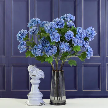 Modra Umetnih Plastičnih Hydrangea Veje Poročni Dvorani Fotografija Rekviziti Domači Dnevni Sobi Vrtna Miza Vrh Cvetlični Aranžma