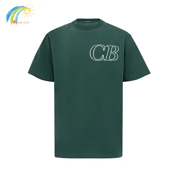 Moški Ženske Preprosto Nekaj CB Votlih Logotip Vezenine Cole Buxton T-Shirt Vrh Kakovosti Bombaž Oversize Kratek Rokav Tee Zelena Majica s kratkimi rokavi