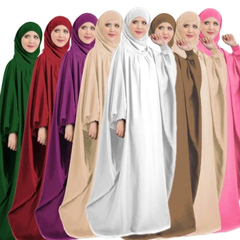 Muslimanske Ženske Arabski Haljo Svoboden Molitev Oblačilo Batwing Rokav Abaya Hooded Režijske Maxi Obleko Burka Haljo Bližnjem Vzhodu Turška Nova