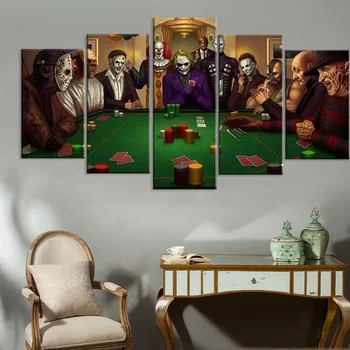 Ni Uokvirjena Platno 5Pcs Texas Poker Horror Film Lopovi Wall Art, Plakati, Slike Slike Doma Dekor za Dnevna Soba Dekoracijo
