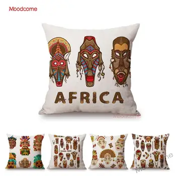 Nordijska Afriških Plemenskih Masko Design Vzorec Tradicionalni Afriki Art Okras Kavč, Blazine Kritje Primitivnih plemen Avto Vzglavnik