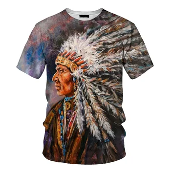 Novo Indijanci 3D Majica s kratkimi rokavi Ženske Poletje Moda Priložnostne O-Vratu Kratek Rokav Indijske Kulture Tiskanja Moški T-shirt Priložnostne Pari Vrhovi