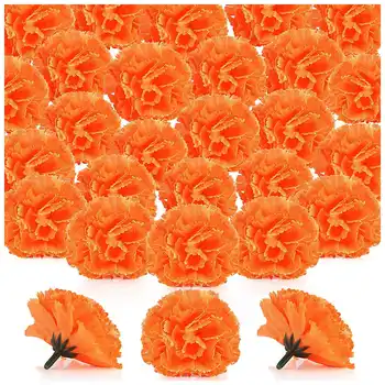 Ognjič Cvet Glave Večino, 100 kozarcev Umetno Cvetje Glave za Venci Obrti, Svila Ognjič Ponaredek Cvetje, Oranžna