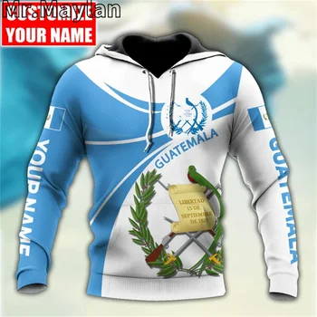 OSEBNO IME, Gvatemala Sport 3D Unisex Hoodie Moški/Ženske Majica Ulične Zip Pulover Športna Jakna Trenirke S-1145