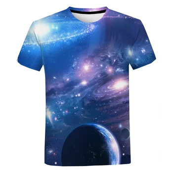 Poletje Moških in Žensk Novo 3d Tiskanih Galaxy T-shirt Prevelik Hip-hop Street Vrhovi Moda Priložnostne Harajuku T-shirt