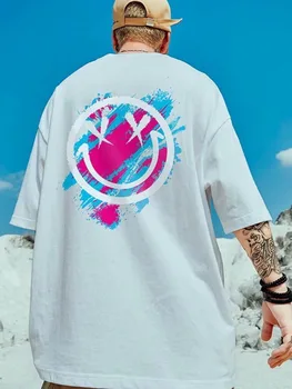 Poletje Nove Priložnostne Svoboden T-shirt Kratek Sleeved Moda za Moške Svoboden Tiskanje Velikih 8XL Hip Hop Par Nositi Pol Rokav Vrh Bombaž
