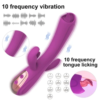 Realistični Dvojni Jezik Lizanje Vibratorji Sex Igrače G Spot Klitoris Stimulator Odraslih Igrače za Ženske 18+ Polnilna Sex Stroj