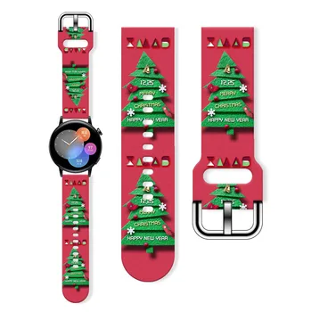 Risanka Božič Serije 2 Natisnjeni Silikonski Trak Za Huawei Samsung GT FB-Obratno Watch 22 MM 20 MM Watch Band Zapestnica Dodatki