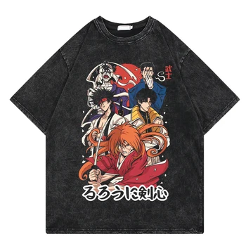 Rurouni Kenshin Manga Oprati Tee Majica Moški Ženske Modni Japonske Anime T Shirt Ulične T-Shirt O Vratu Oversize Vrhovi