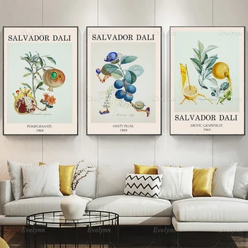 Salvador Dalí Sadje, Barvanje, Tiskanje,Nadrealizma,Retro Galerija Steno,Letnik Umetniško Platno Fotografij,Šipek,Sadje Plakat Doma Dekor