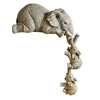 Slon Smolo Okraski 3-Kos Dekor 1 Slon Matere in 2 Dojenčki, ki Visi na Robu Obrt Kipi