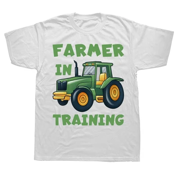 Smešno Traktor Fant Kmet V Usposabljanje T Srajce Poletje Slog, Grafični Bombaž Ulične Kratek Rokav Kmetijsko T-shirt Mens Oblačila