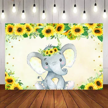 sončnično slon ozadje spolu razkrije baby tuš stranka dekoracijo to je fant ozadju mali slon kulise