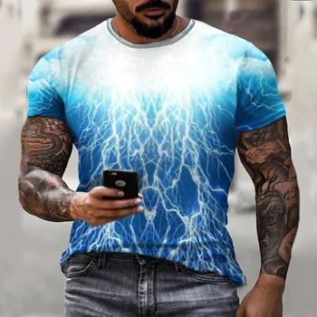 Strele Natisnjeni T Srajce za Moške Ustvarjalnosti Dihanje T srajce Moda, O-Izrez Srajce 3D Vzorec Moški Nov Slog Oblačil